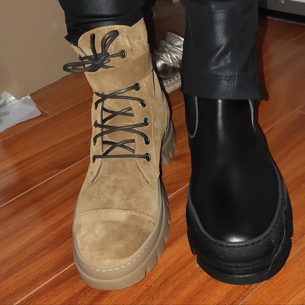 8 by YOOX Suede BUCKLE-DETAIL ANKLE BOOT Camel SIZE 37 EU - Picture 6 of 6